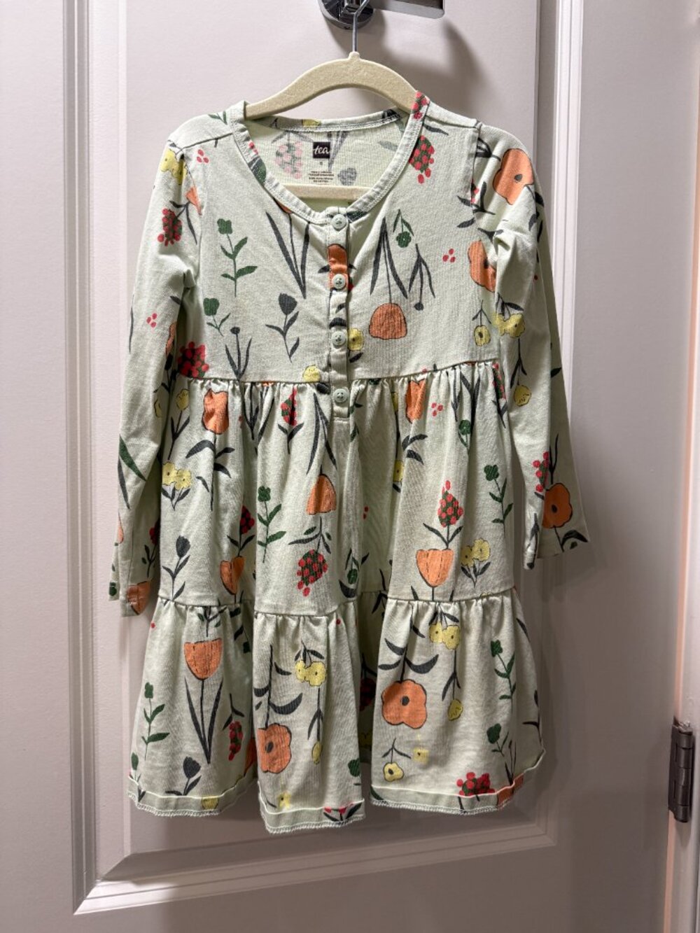 Tea Collection Floral Tiered Long Sleeve Dress